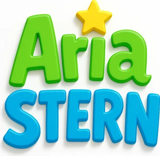 The Aria Stern logo: the name in rounded green and blue letters with a yellow star