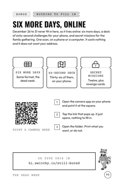 Page 95 of the book: Six more days, online, with the QR code and the short link to the free bonus folder.