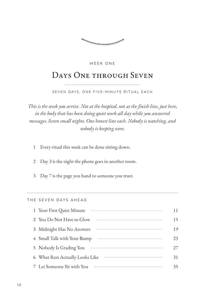 The Week One divider on page 10, Days One through Seven