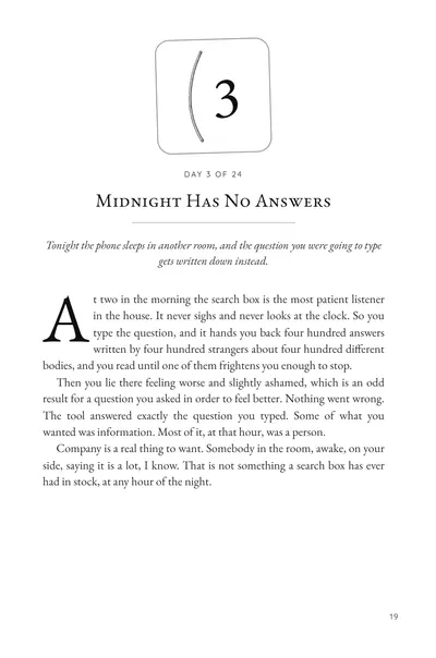 Day 3 opener on page 19, Midnight Has No Answers