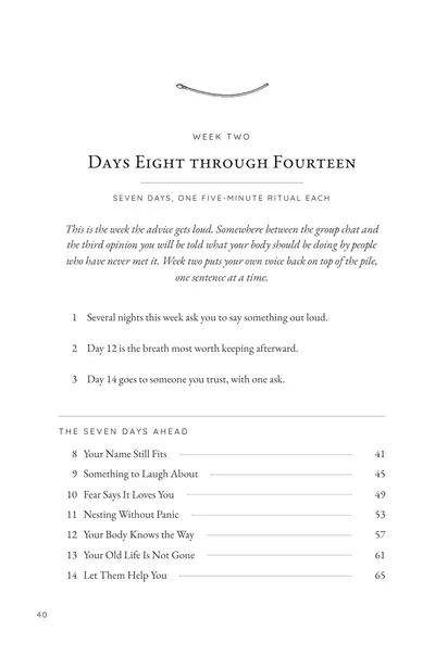 The Week Two divider on page 40, Days Eight through Fourteen with the seven days ahead
